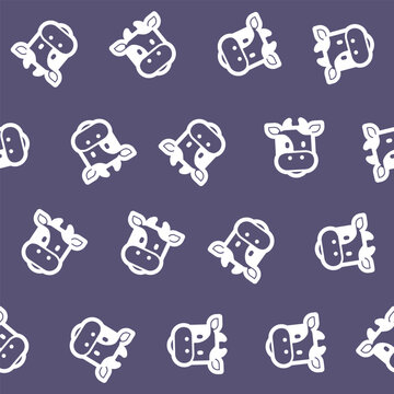 cow pattern seamless background with cute animal heads