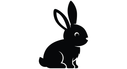 Black rabbit silhouette against a white background a simple animal form © MDRASEL