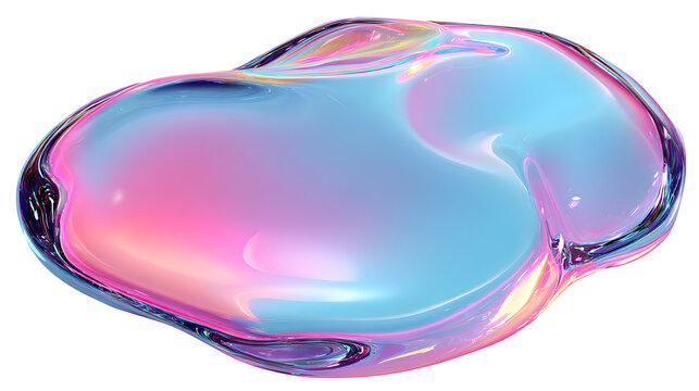 A floating 3d liquid blob with a vibrant holographic effect
