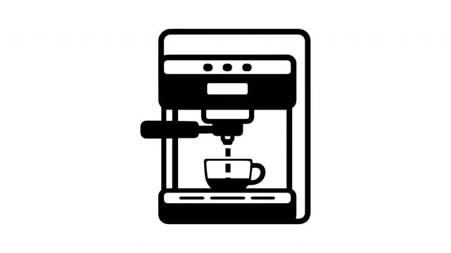 Simple black and white vector icon of a professional espresso coffee machine.