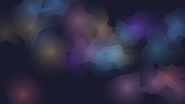 Abstract background, with soft glowing, colorful light shapes, and blurred organic, forms floating in, a dark blue, space for digital textures