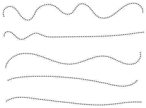 Irregular wavy dashed line pattern with irregular path dotted line graphic element wave pattern design element line art black line