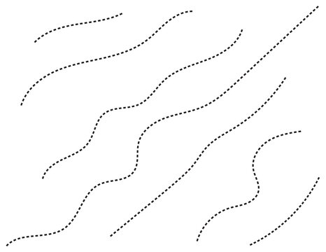 Zigzag dashed line path with rhythmic curves dotted line graphic element wave pattern design element line art black line white