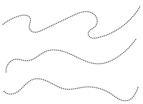 Single dashed curved line isolated on a white background with curved path dotted line graphic element abstract shape design element