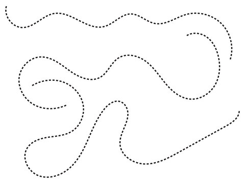 Single spiral dotted line on white background with spiral shape curved path abstract design dashed line minimalist art graphic element