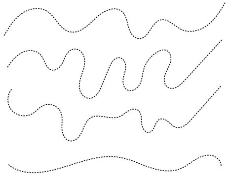 Two flowing dotted paths on white background with dotted lines curving lines abstract shapes dotted pattern dashed paths minimalist lin
