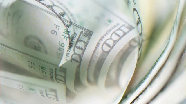 100 Dollar Banknote. Glitch Loop art banner. Money, Inflation and Crisis Concept