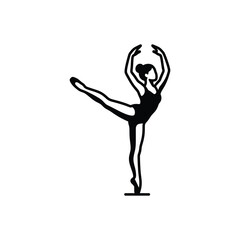 Elegant ballerina performing a graceful dance pose in silhouette. © zuni