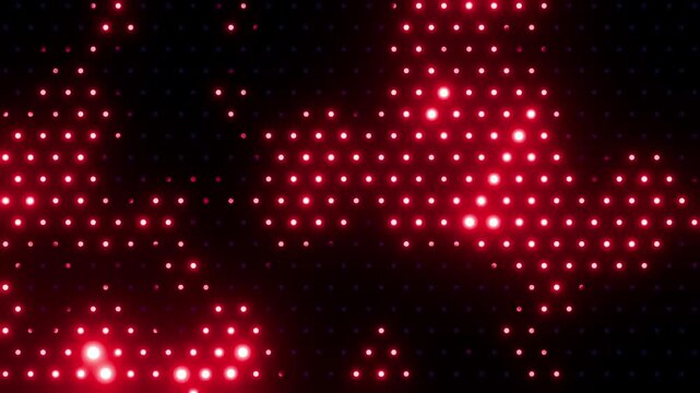 Glowing red LED dot matrix light grid flashing flashing and moving abstract background, VJ loop concept