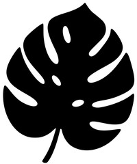 Monstera leaf silhouette vector, tropical deliciosa plant foliage icon, black botanical swiss cheese plant leaf isolated on white background © Arafatul