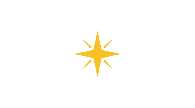 Bright yellow star sparkle flat vector icon representing magic and celestial light