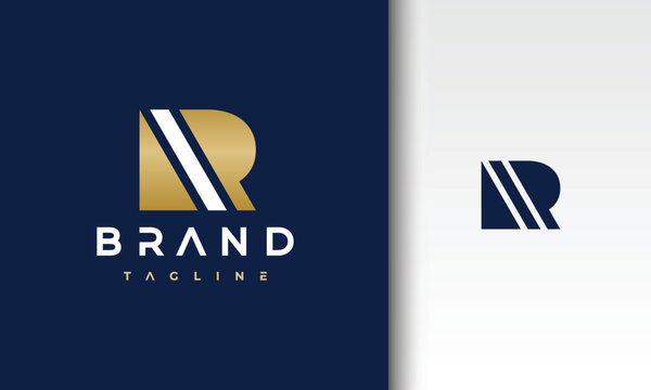Stylized Letter R Logo with Diagonal Stripe