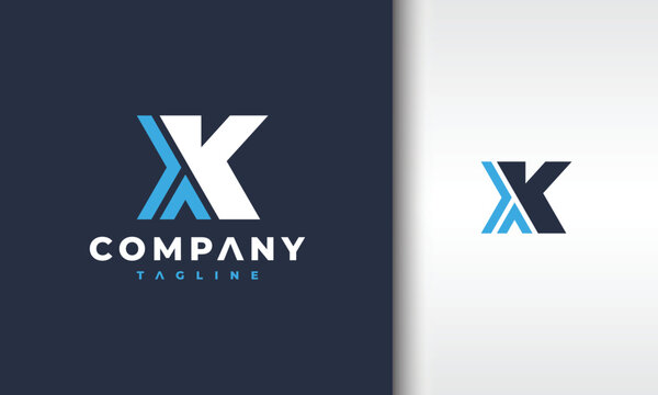 Monogram Letter XK Geometric Logo