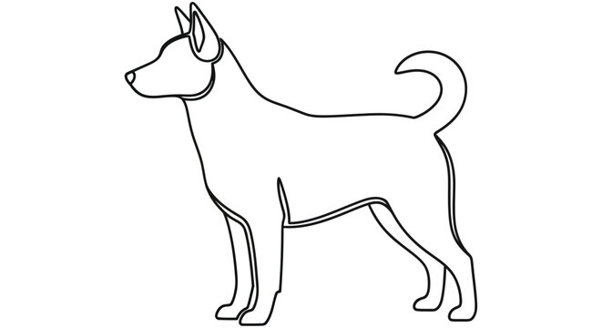 Line drawing depicts a canine in profile a minimalist vector illustration