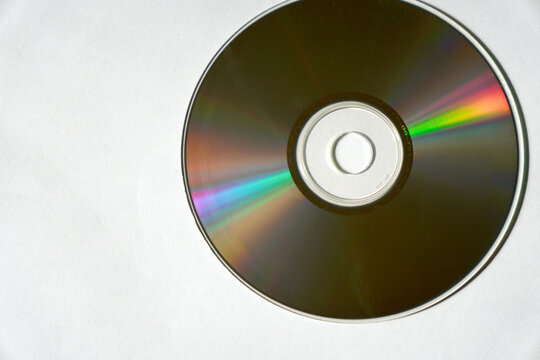 Close-up view of a colorful compact disc