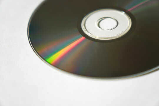 Close-up view of a colorful compact disc