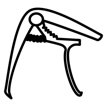 Guitar capo clamp line art icon for pitch transposing tool illustration