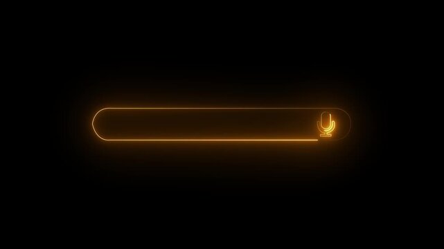 Yellow color Search bar Animation with alpha channel, browsing search bar button animation on black background. ,Web search bar icon animation. 