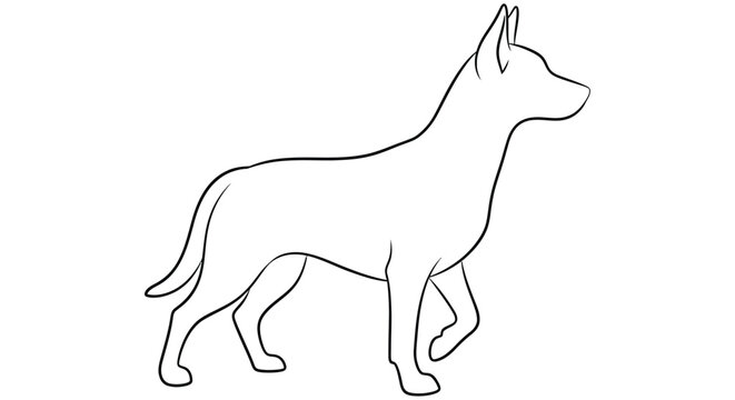 German shepherd dog silhouette on a white background a minimalist line drawing