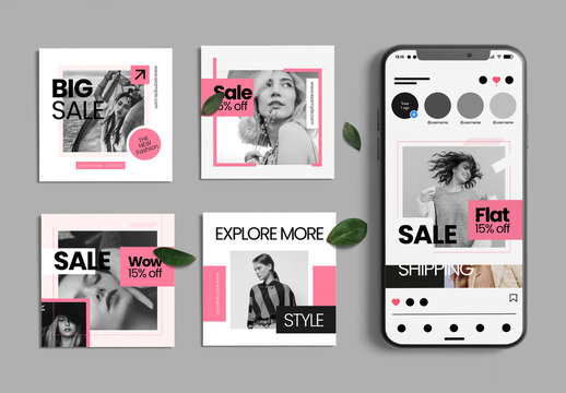 Fashion Sale Social Media Post Template Set