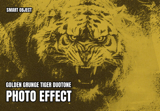Golden Grunge Tiger Duotone Photo Effect