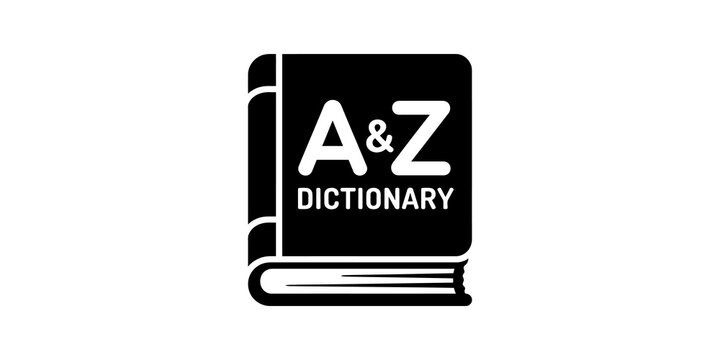 A to Z dictionary book icon educational reference guide graphic symbol for library and knowledge research.