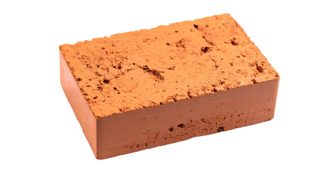 Single red brick isolated on a white background construction material for building houses
