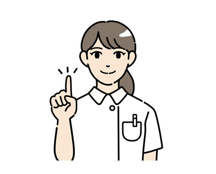 指差しでポイントを説明する若い女性看護師のイラスト素材