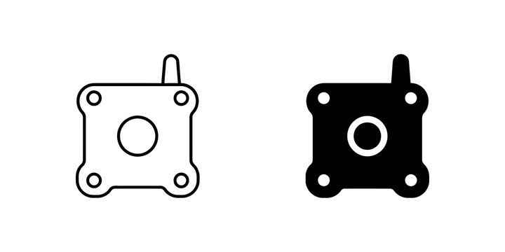 Technical device component icon showing hardware module and mechanical structure for engineering and manufacturing systems.