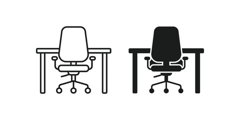 Obraz premium Modern office desk and swivel chair furniture for professional workspace and home study setup.