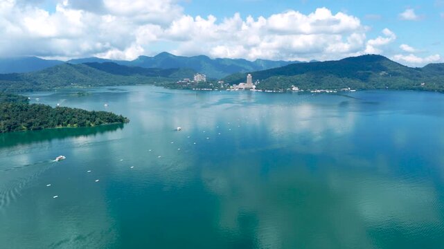 Aerial view Landscape of Sun Moon Lake  in Taiwan.