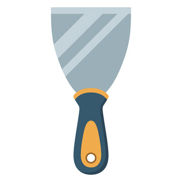 Metal putty knife spatula scraper tool flat vector illustration