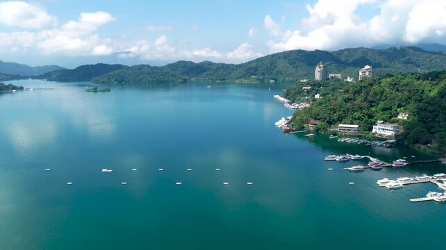 Aerial view Landscape of Sun Moon Lake  in Taiwan.