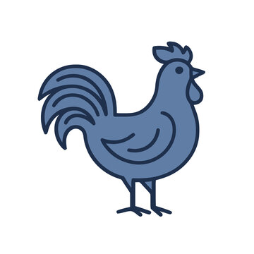 Blue rooster illustration