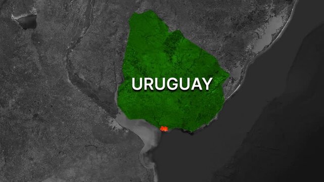 Uruguay Satellite Map Animation with Geographic Borders and South America Region