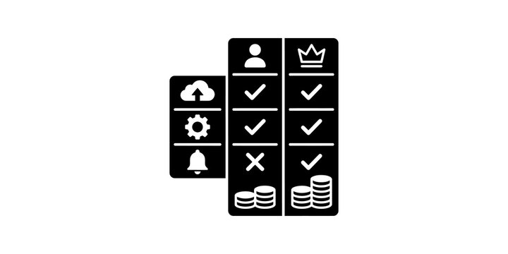 Subscription pricing comparison table flat icon for web and software service plans.