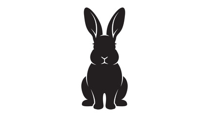 A black rabbit silhouette against a white background © MDAbdul