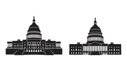Obraz premium United states capitol building silhouettes against a white background