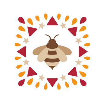 Stylized bee with decorative border