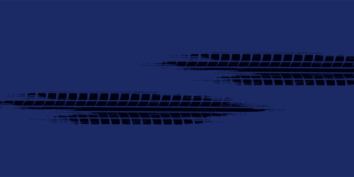Tire tracks, motorbike wheel or car tread marks, grunge vector.
