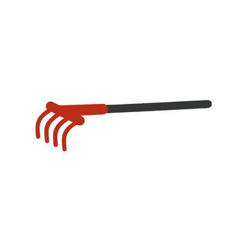Hand rake with red head and black handle