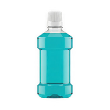 Blue mouthwash bottle with spray top