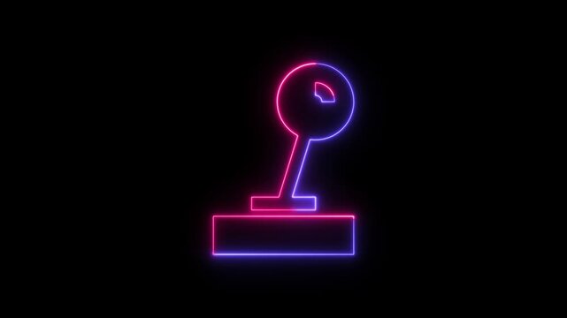 Neon glowing joystick icon for retro video games