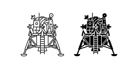 Lunar module icon set for space exploration and astronomy themed graphic design projects. © Sijawal