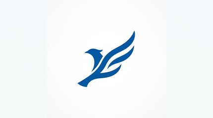 Fototapeta premium Elegant blue abstract bird logo with flowing wings, symbolizing freedom, movement, growth, and speed