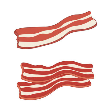 Crispy fried bacon strips isolated on white background