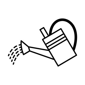 Garden watering can line icon isolated on white