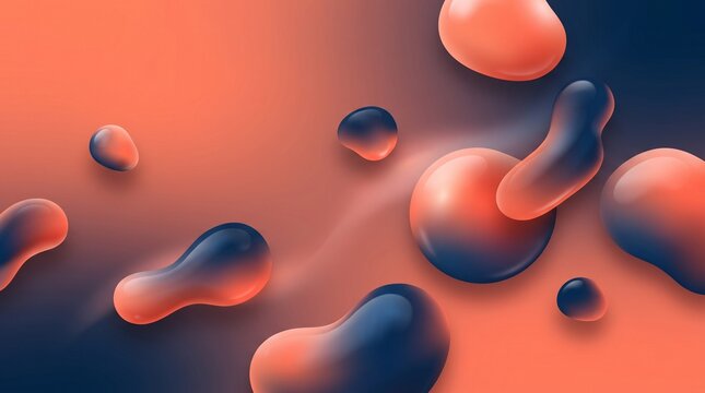 Abstract background featuring smooth liquid shapes with a vibrant gradient of orange and deep blue colors