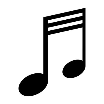 Black eighth note music symbol on white background simple icon