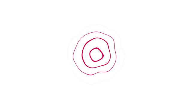 Technology radio wave and sonar animation on white background. Round circuit signal waves expanding with radar signal animated. Circular line wave for tower connective network concept.